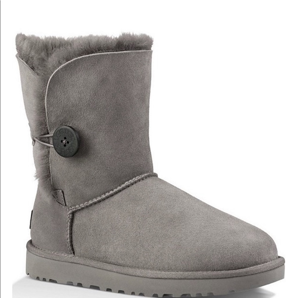 gray button UGG boots